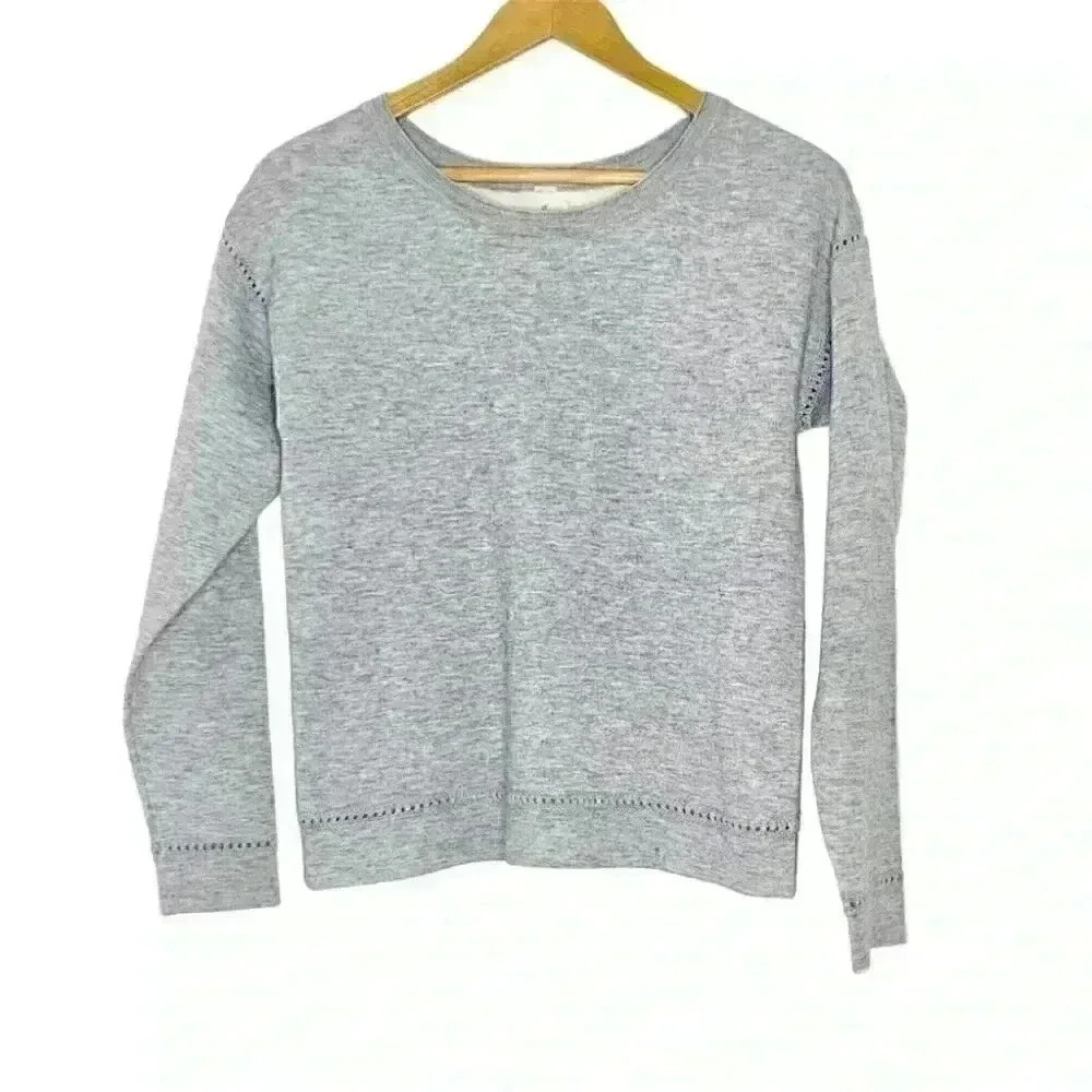 We are sundays gray criss cross back knit trim sweatshirt small